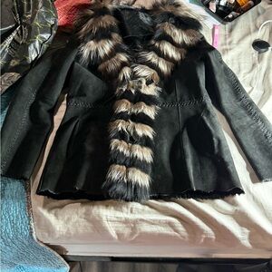 Black Fur-Trimmed Women's Jacket